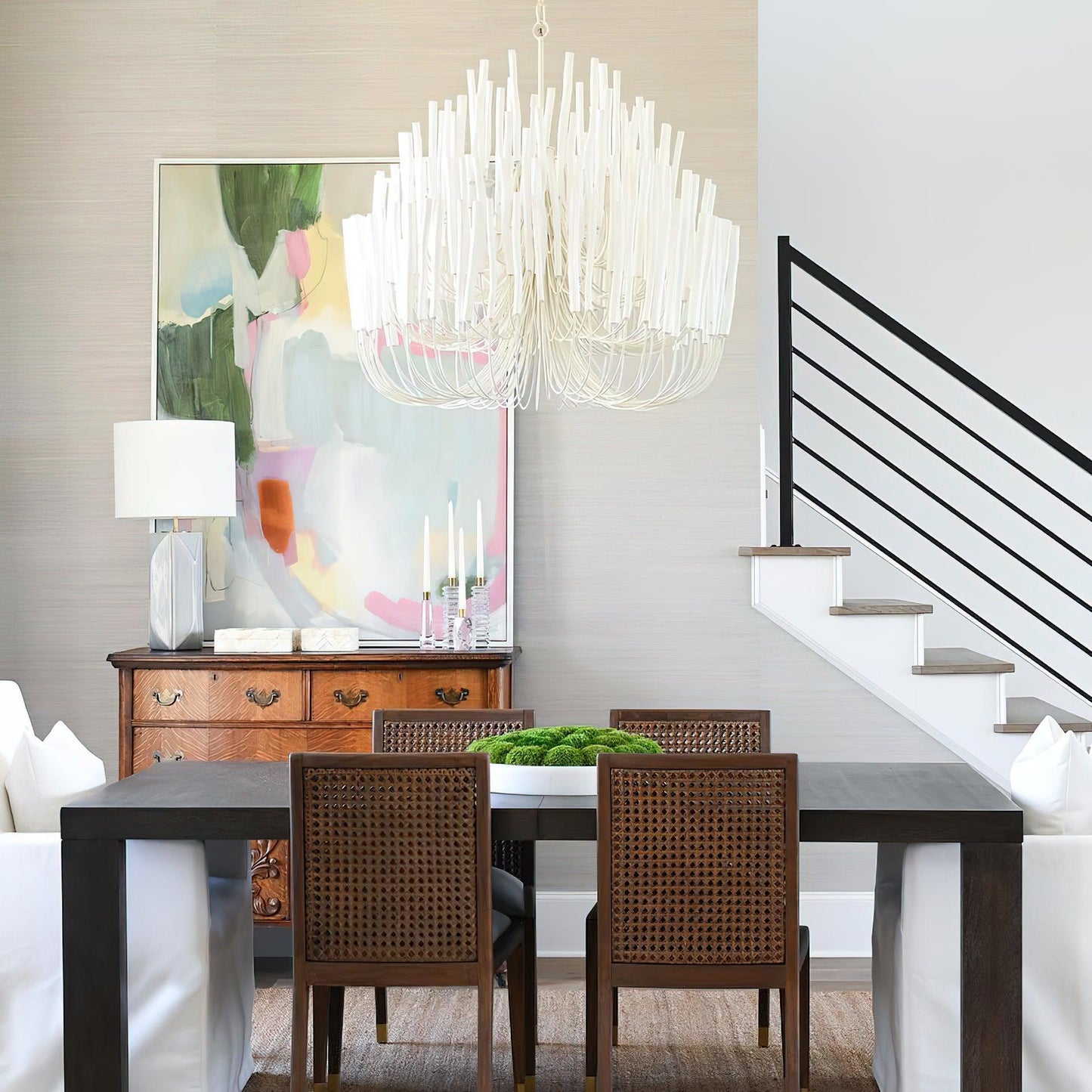 Modern White Black Chandelier