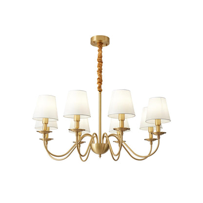 Tapered Fabric Brass Chandelier