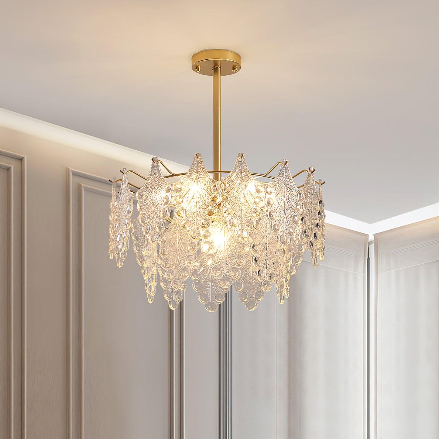 Tiered Carved Glass Chandelier