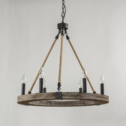 Venezia Wood Wheel Chandelier