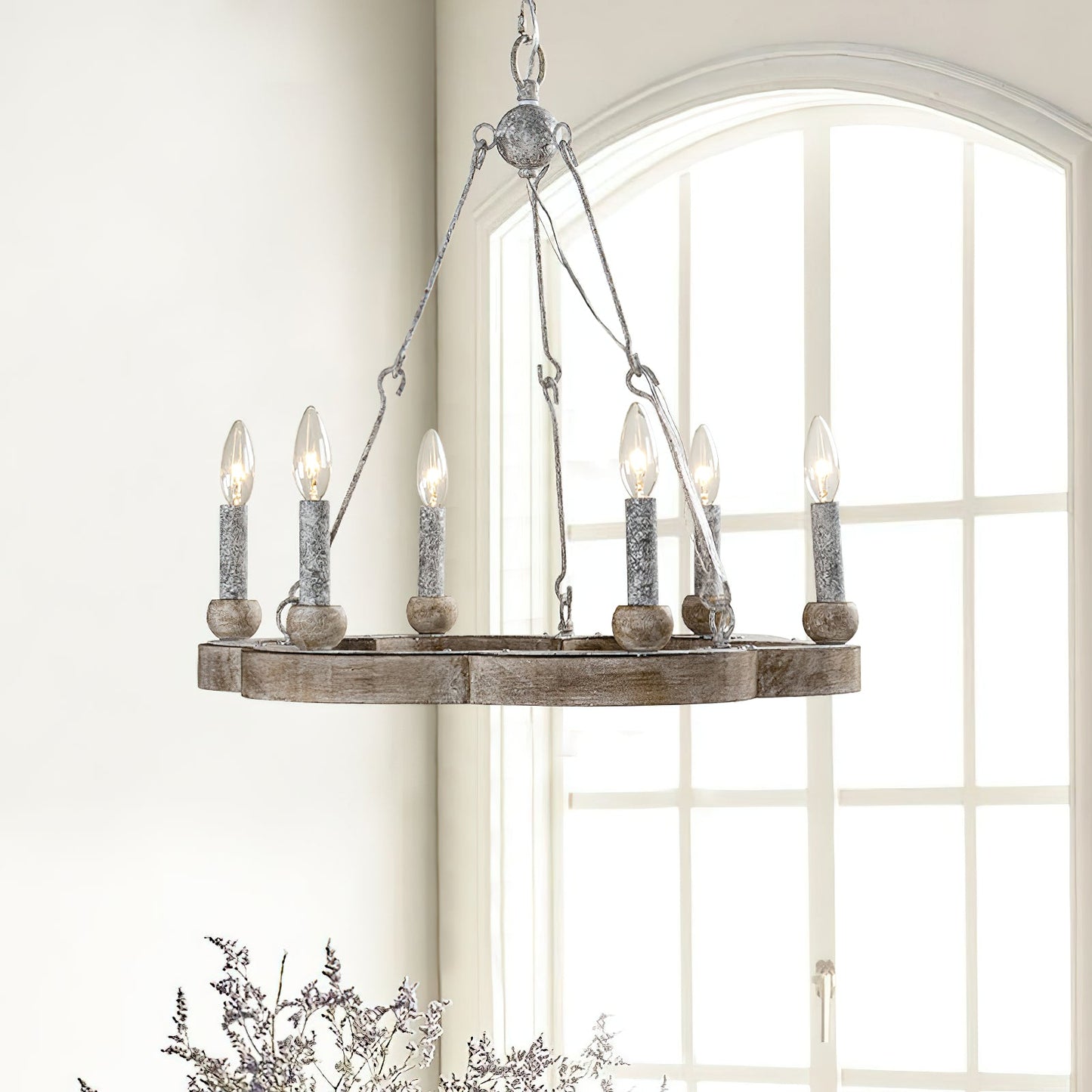 Venezia Wood Wheel Chandelier
