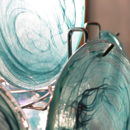 Vintage Murano Blue Glass Disks Chandelier