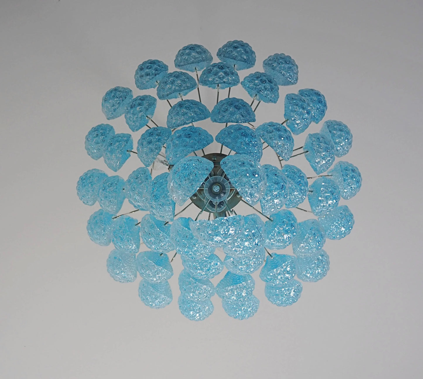 Vintage Murano Blue Petals Drop Glass Chandelier