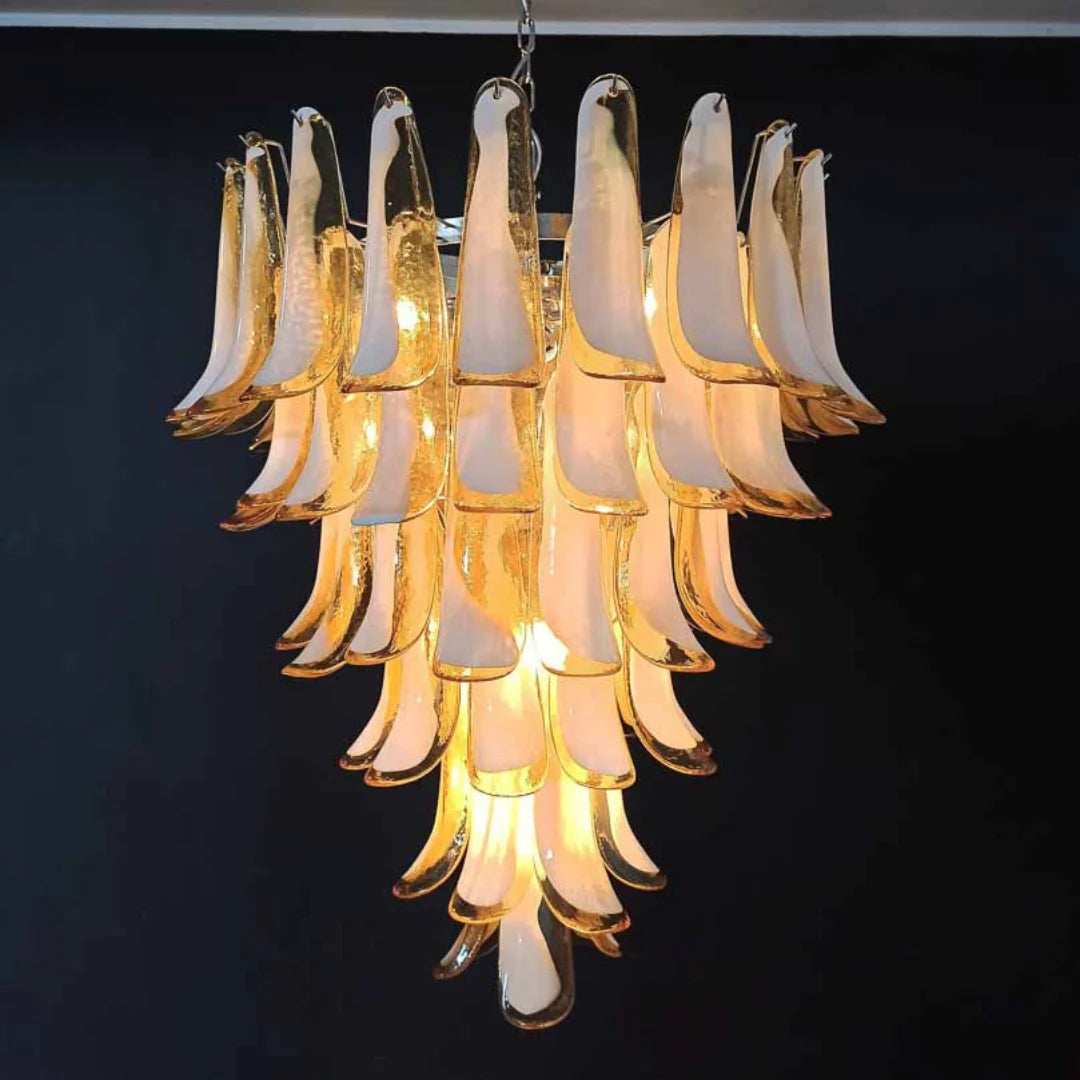 Vintage Murano Caramel Glass Petals Chandelier