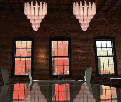 Vintage Murano Pink Petals Drop Glass Chandelier