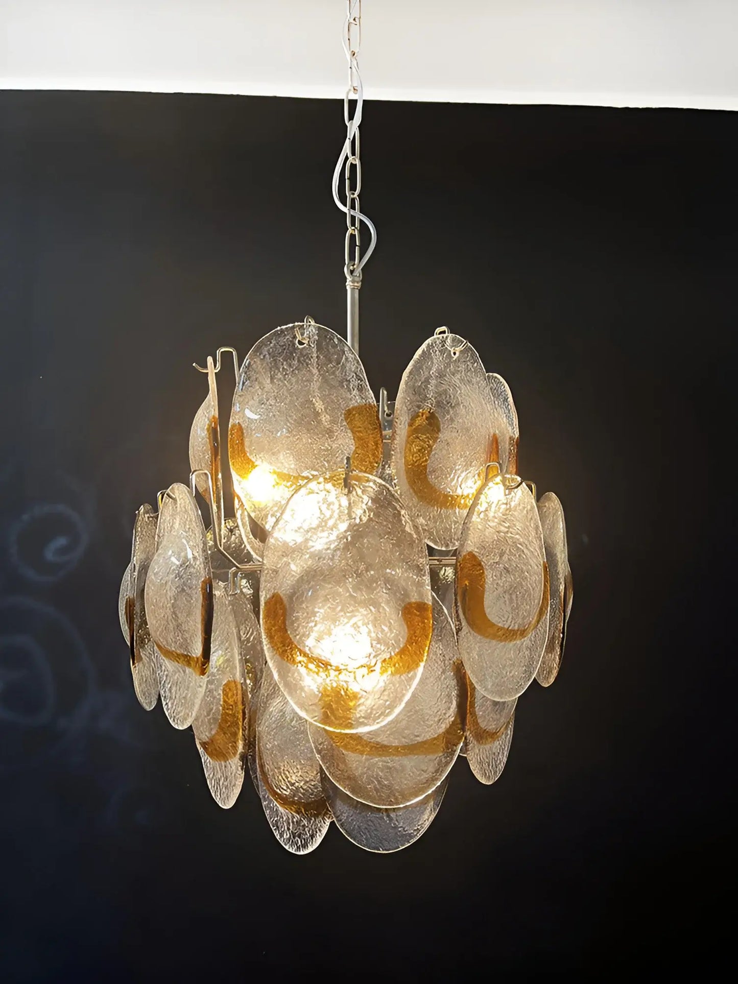 Vintage Murano Transparent Amber Chandelier