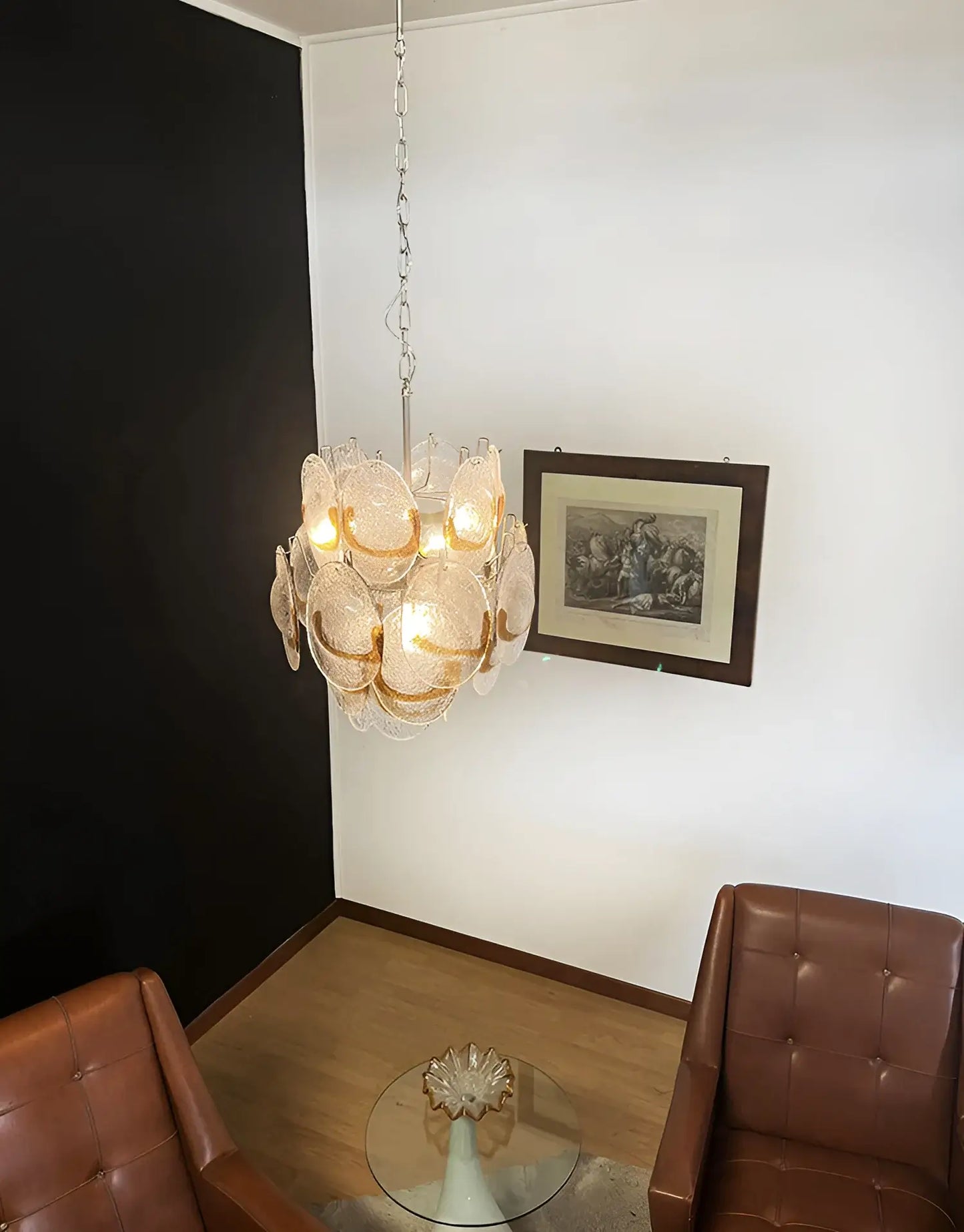 Vintage Murano Transparent Amber Chandelier
