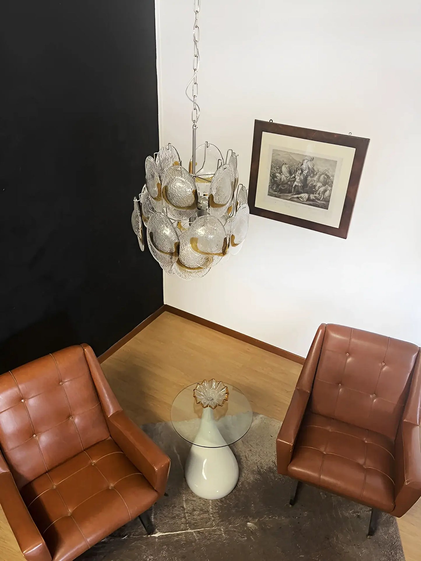Vintage Murano Transparent Amber Chandelier