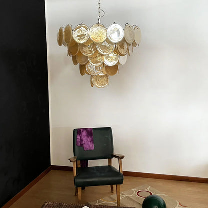 Elegant Gold Murano Disc Chandelier