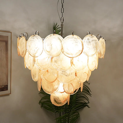 Elegant Gold Murano Disc Chandelier