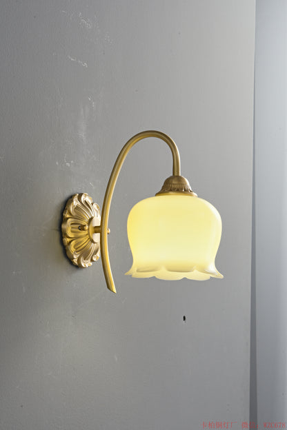 Brass flower resin wall sconce