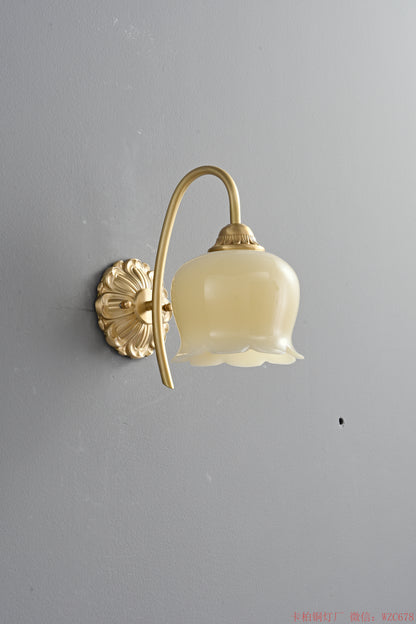 Brass flower resin wall sconce