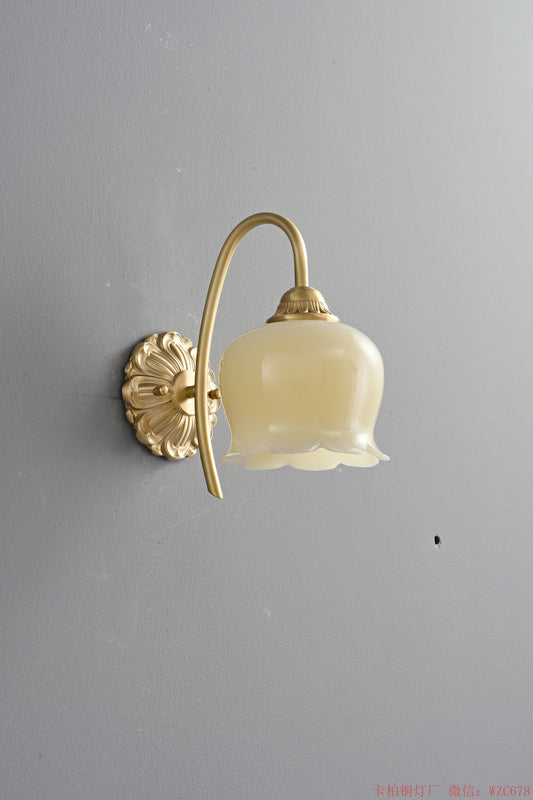 Brass flower resin wall sconce
