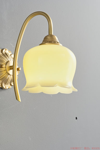 Brass flower resin wall sconce