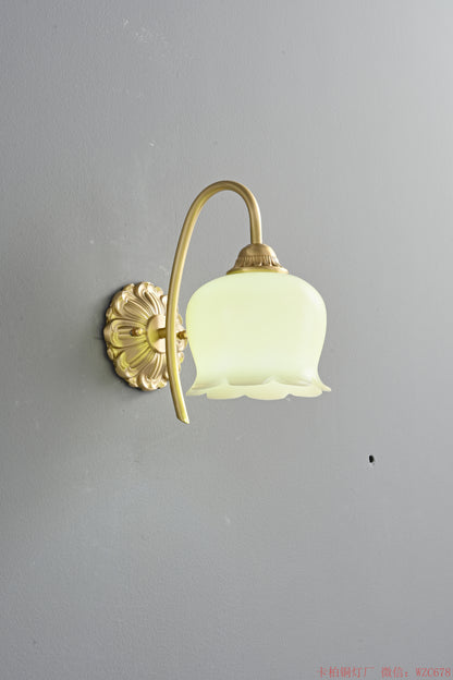 Brass flower resin wall sconce