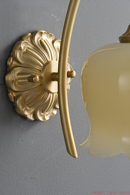 Brass flower resin wall sconce