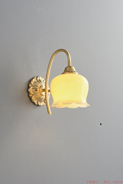 Brass flower resin wall sconce