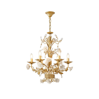 White Rose Crystal Chandelier