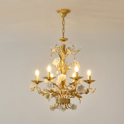 White Rose Crystal Chandelier