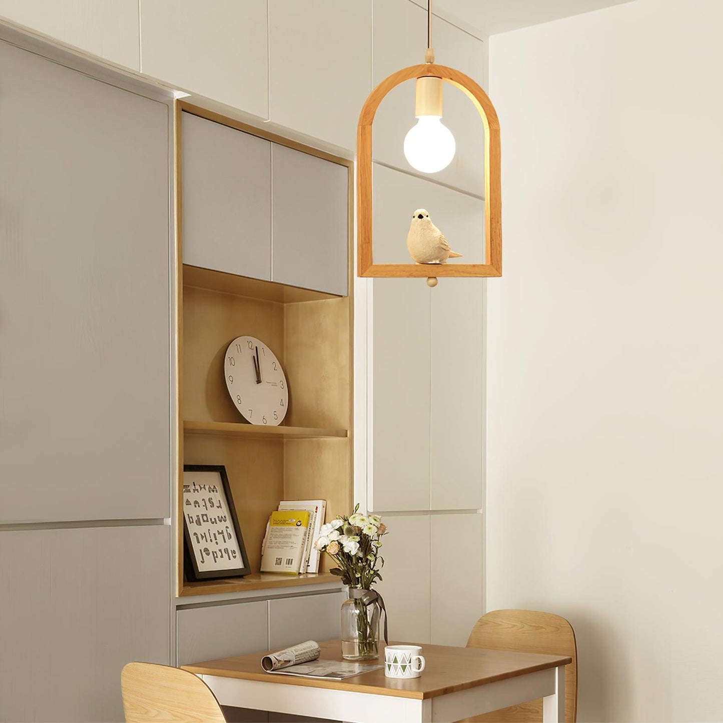 Wood Bird Resin Pendant Light