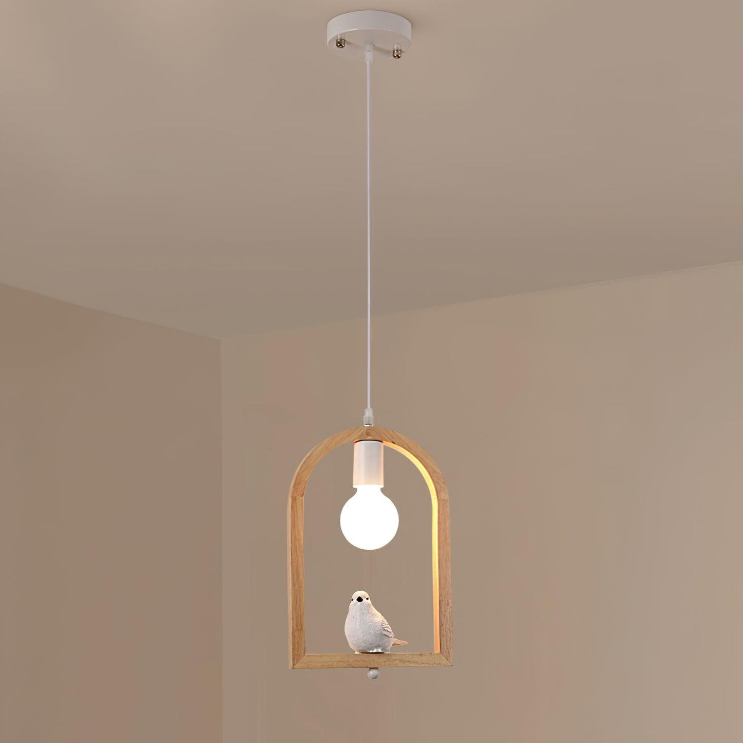 Wood Bird Resin Pendant Light
