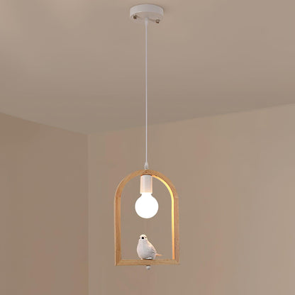 Wood Bird Resin Pendant Light