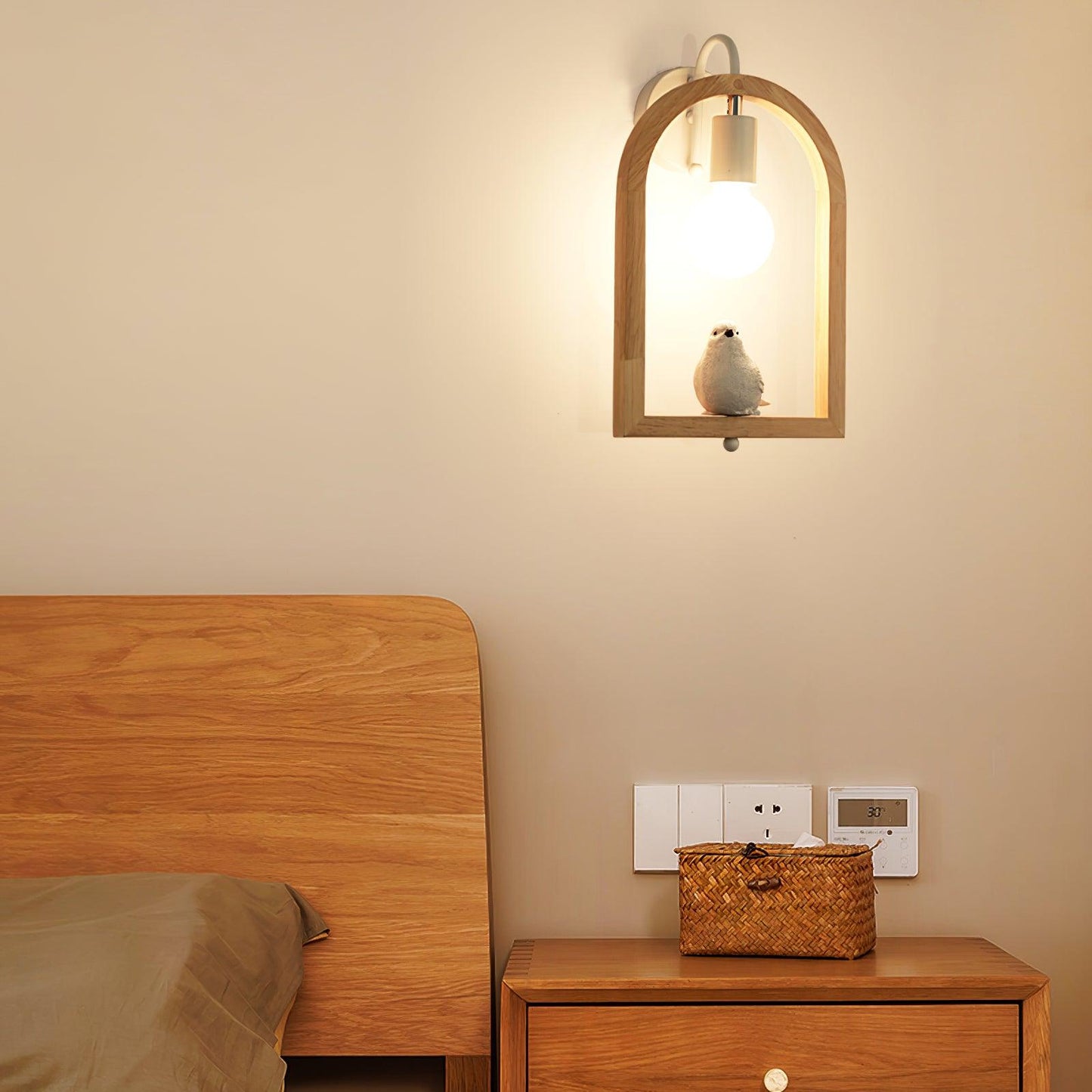 Wood Bird Resin Wall Light