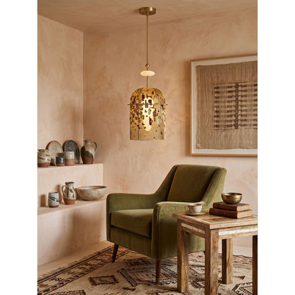 Alabaster Embroidered Pendant Lamp