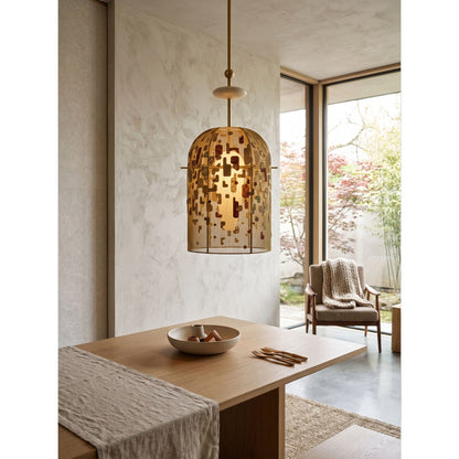 Alabaster Embroidered Pendant Lamp