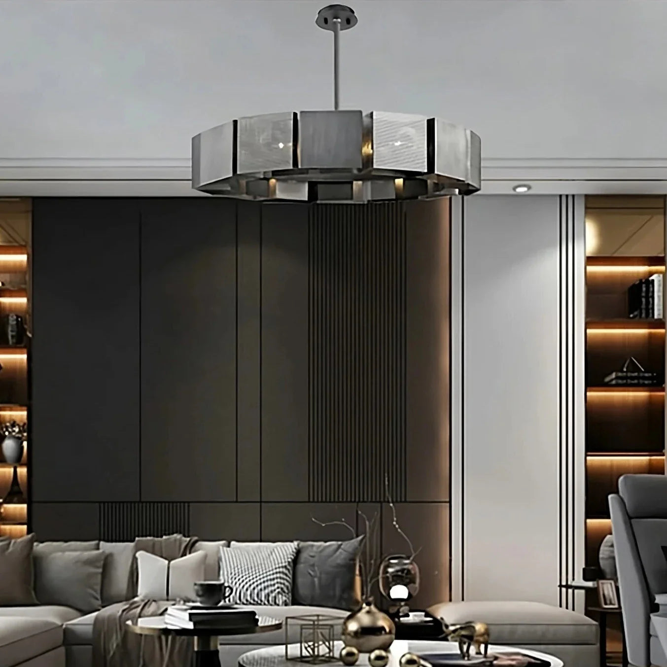 Stainless Steel Industrial Modern Ring Chandelier